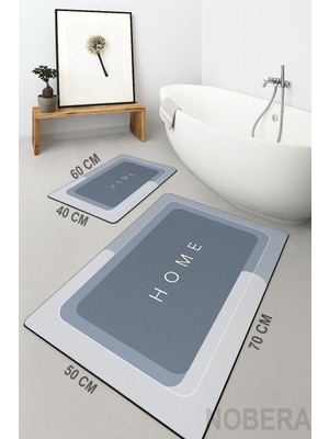 Nobera 2'li Ultra Emici Kaymaz Banyo Paspası Seti – 40X60 cm & 50X70 cm