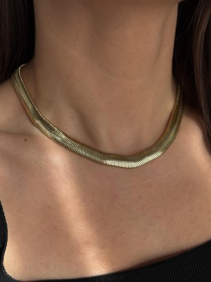 Luseda Gold Kalın Balıksırtı Ayarlanabilir 44+5 cm Zincir Kolye