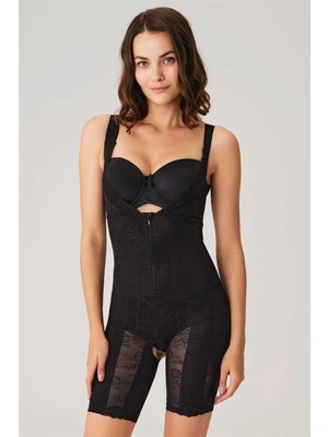 Beruflic  Toparlayıcı Vücut Inceltici Dikişli Fermuarlı Uzun Paca Altı Açık Sıkı Badi Korse