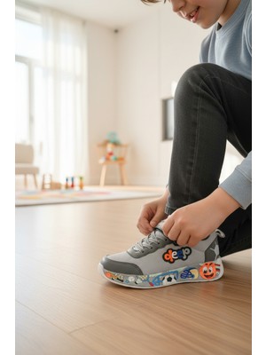 Enoch Tabanı Grafik Desenli ve Cırtlı Erkek Çocuk Ayakkabı