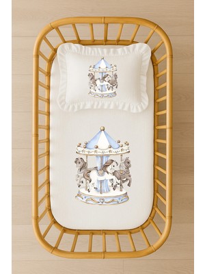 Moda Lime Isimli Bebek Nevresim Takımı 70X120 – Atlı Karınca Tasarım – Akfil Kumaş – Fırfırlı Dolgulu Yastıklı