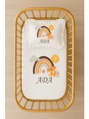 Moda Lime Isimli Bebek Nevresim Takımı 70X120 – Akfil Kumaş Fırfırlı Dolgulu Yastıklı