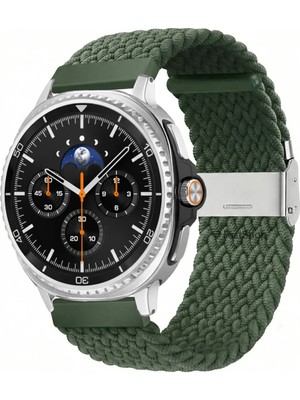 MMP Shop Samsung Galaxy Watch 8 40MM / 44MM / 46MM Classic Uyumlu Metal Clips Kumaş Örgü Akıllı Saat Kordon