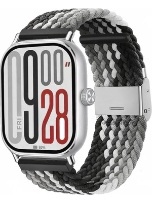 MMP Shop Xiami Redmi Watch 4 / 5 / 6 Uyumlu Metal Clips Kumaş Örgü Akıllı Saat Kordon