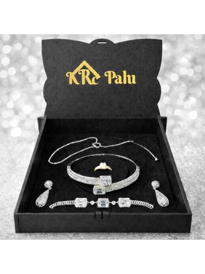 Krc Palu Zirkon Taşlı 5’li Kadın Takı Seti – Kolye Küpe Bileklik Yüzük