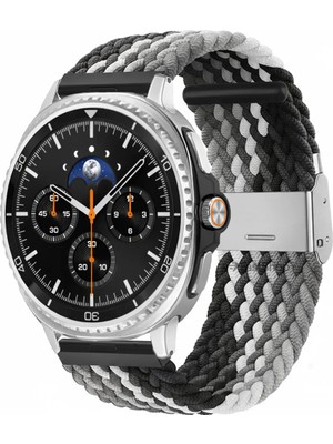 MMP Shop Samsung Galaxy Watch 8 40MM / 44MM / 46MM Classic Uyumlu Metal Clips Kumaş Örgü Akıllı Saat Kordon