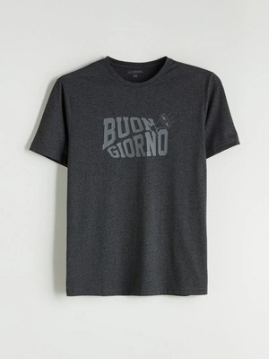 Lc Waikiki Yeni Sezon Bisiklet Yaka Baskılı Erkek Pijama Üst