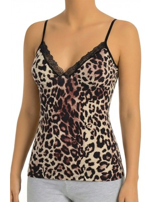 Öts Kadın Atlet Leoparlı (%90 Viskon - %10 Elastan)