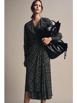 Allbucks Zara, Kareli Drapeli Uzun Elbise ABZRA3744