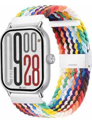 MMP Shop Xiami Redmi Watch 4 / 5 / 6 Uyumlu Metal Clips Kumaş Örgü Akıllı Saat Kordon