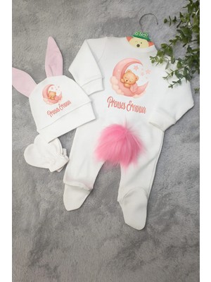 Moda Lime Isimli Ayıcık ve Ay Temalı Bebek Tulum Seti – Organik Pamuk – Kişiye Özel – Bebek Cildine Uygun