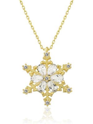 Tienda Elegante Gümüş Gold Kar Çiçeği Bayan Kolye