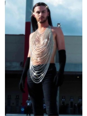 Ravinity Özel Tasarım Erkek Vücut Kolyesi, Taşlı Vücut Zinciri