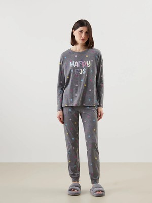 Lc Waikiki Yeni Sezon Bisiklet Yaka Baskılı Kadın Pijama Takımı