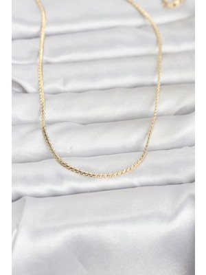 İsmiyle Al cm 14K Gold Renk Yassı Zincir Model 60 cm Kadın Kolye