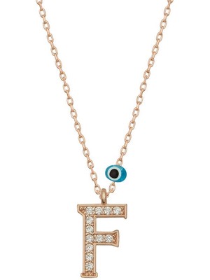Tienda Elegante Gümüş Nazar Rose F Harfi Kadın Kolye