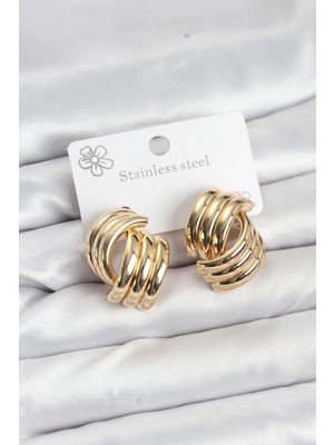 İsmiyle Al 316L Çelik Gold Renk Vintage Kadın Küpe