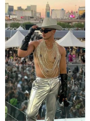 Ravinity Erkek Festival Konseptli Vücut Aksesuarı, Taşlı Parti Kostümü