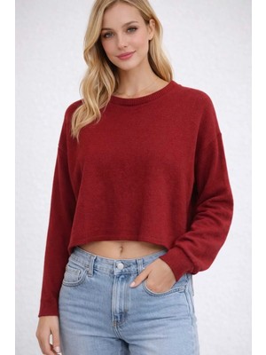 İnce Moda Giyim Basic Crop Sweatshirt – Uzun Kollu Bisiklet Yaka (Çok Renkli)