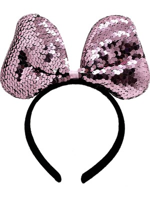 İsmiyle Al Renk Değiştiren Pullu Payetli Fiyonk Parti Tacı Pembe Gümüş Renk 20X16 cm