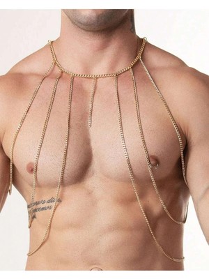 Ravinity Erkek Vücut Zinciri, Gümüş Zincirli Vücut Aksesuarı