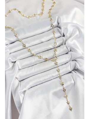 İsmiyle Al Pirinç Gold Renk Yıldızlı Kadın Y Kolye