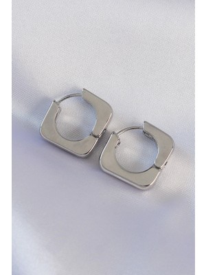 İsmiyle Al Pirinç Gümüş Renk Kare Küpe