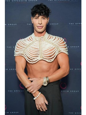 Ravinity Krem Incili Erkek Vücut Aksesuarı, Incili Omuz Kolyesi