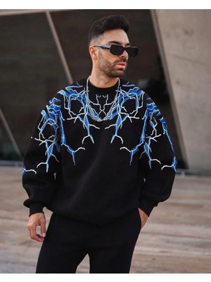 Luz&Pos Erkek Yıldırım Bisiklet Yaka Sweat - Siyah