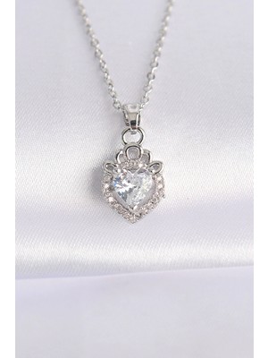 İsmiyle Al 316L Çelik Zincir Gümüş Renk Zirkon Taşlı Rapunzel Kolye