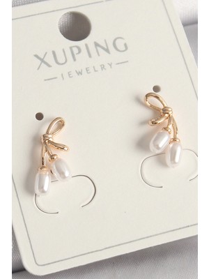 İsmiyle Al Pirinç Rose Renk Inci Detay Düğüm Model Kadın Küpe