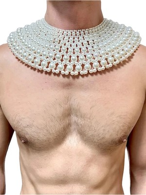 Ravinity Inci Detaylı Erkek Omuz Kolyesi, Incili Vücut Aksesuarı