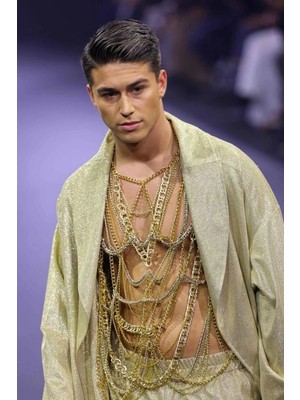 Ravinity Özel Tasarım Hem Kalın Hem Ince Zincirli Erkek Vücut Aksesuarı