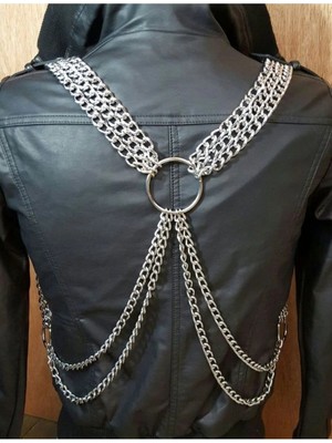Ravinity Çift Taraflı Erkek Vücut Zinciri, Kalın Zincirli Vücut Aksesuarı