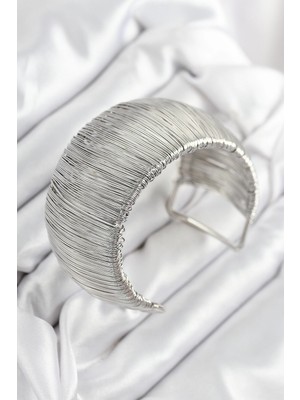 İsmiyle Al Pirinç Tel Sarma Model Gümüş Renk Kadın Bileklilk