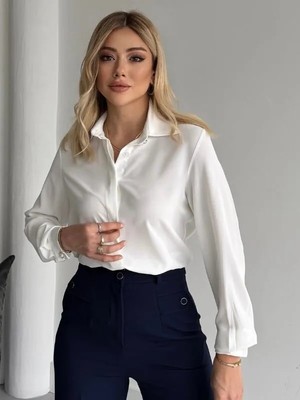 Gizli Düğmeli Ince Detay Gömlek