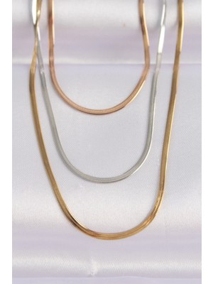 İsmiyle Al 316L Çelik 3 Renkli Italyan Zincir Çoklu Kolye