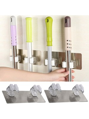 Die Grup Pratik Organizer 4'lü Yapışkanlı Fırça Paspas Mop Fırça Sabitleyici Ergonomik Alet Apar