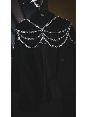 Ravinity Büyük Halka Detaylı Kalın Altın Zincirli Erkek Vücut Kolyesi