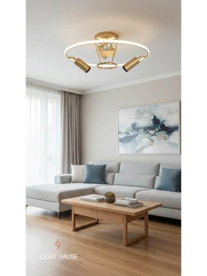 Light House 2'li Ayarlanabilir Spotlu LED Altın Avize