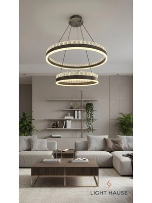 Light House 2 Daire Taşlı Model Sarkıt Salon Avizesi