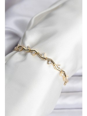 İsmiyle Al Zikzak Model Pirinç Gold Renk Bileklik