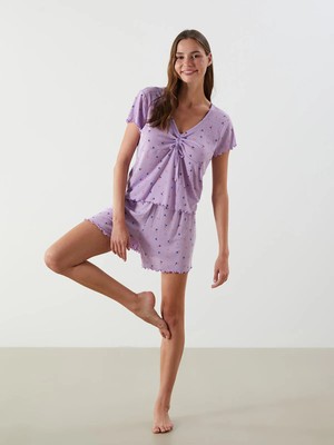 Lc Waikiki Yeni Sezon V Yaka Çiçekli Kadın Şortlu Pijama Takımı