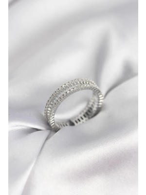 İsmiyle Al Gümüş Renk Minimal Zirkon Taşlı Kadın Yüzük