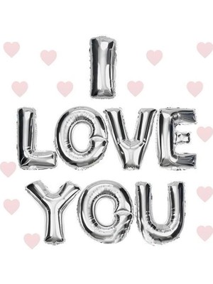 İsmiyle Al I Love You Folyo Balon Gümüş Renk 35 cm
