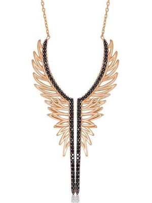 Tienda Elegante Gümüş Melek Kanadı Bayan Kolye