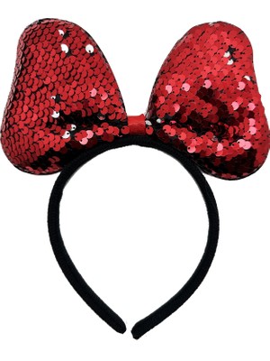 İsmiyle Al Renk Değiştiren Pullu Payetli Fiyonk Parti Tacı Kırmızı Gümüş Renk 20X16 cm