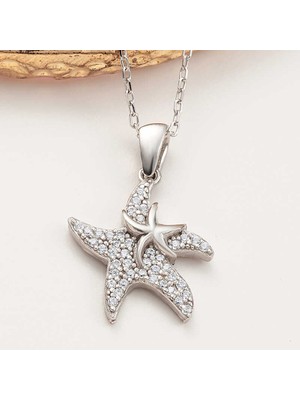 Tienda Elegante Gümüş Deniz Yıldızı Kadın Kolye