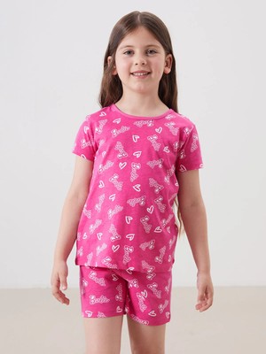 Lc Waikiki Yeni Sezon Barbie Baskılı Kız Çocuk Şortlu Pijama Takım