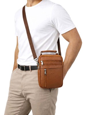 Erkek Taba Omuz Askılı Çok Bölmeli El ve Omuz Çantası